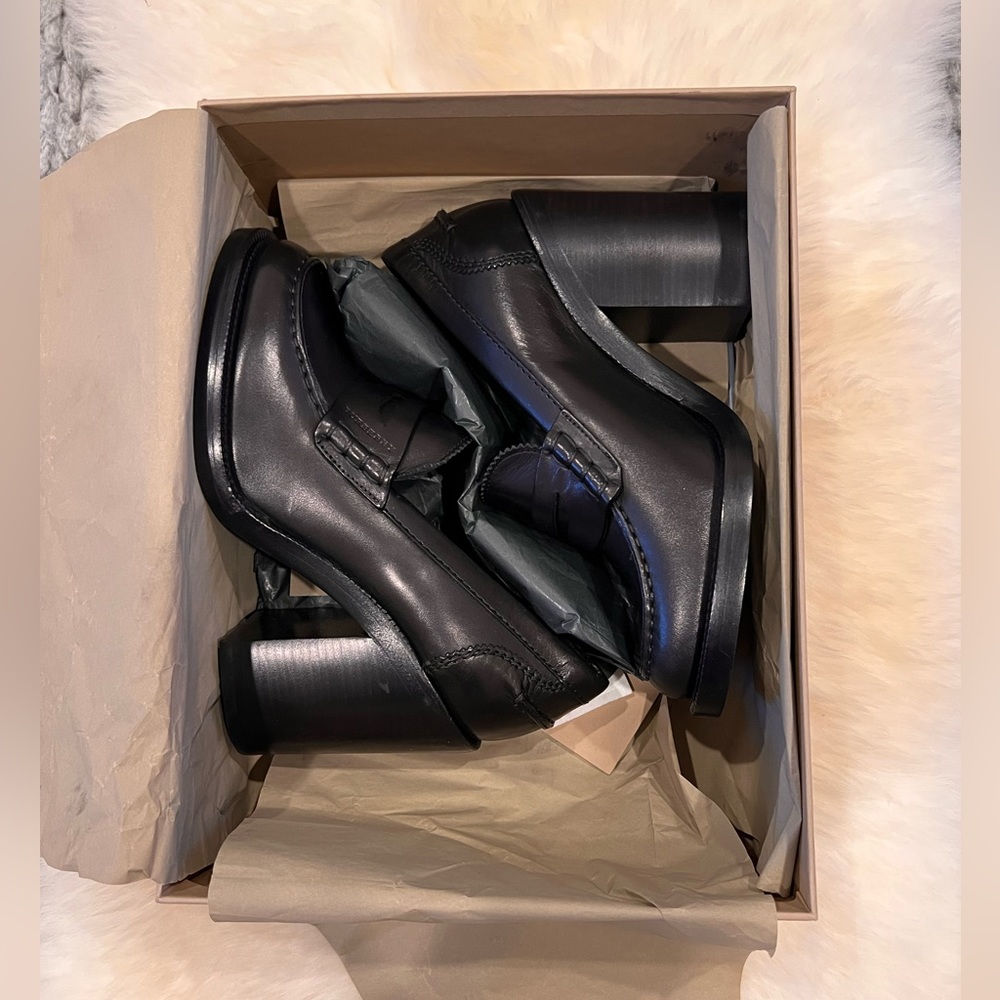 Burberry Women's Leather Block-Heel Penny Loafers - Picture 8 of 10
